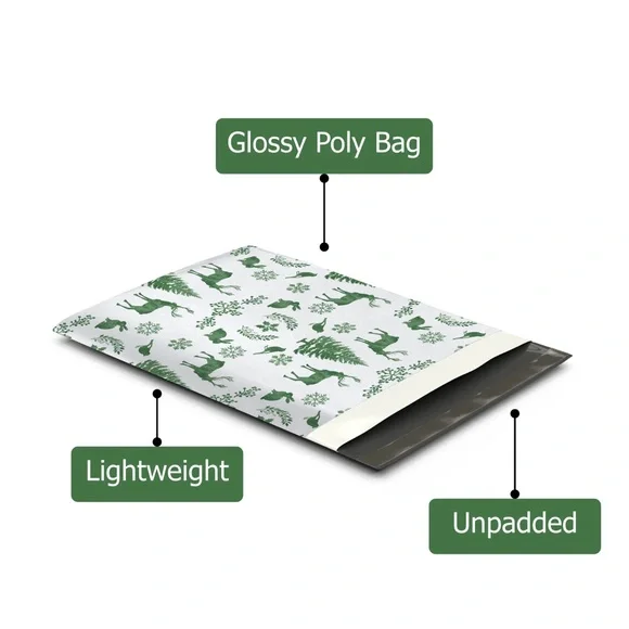 4 LEFT🦌10 Winter DEER poly Mailers Large 12 x 15 inch - Picture 4 of 4